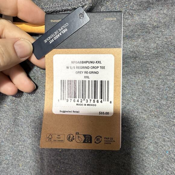 The North Face Regrind Crop T-Shirt Women's Size XXL Gray Speckled - Picture 6 of 7